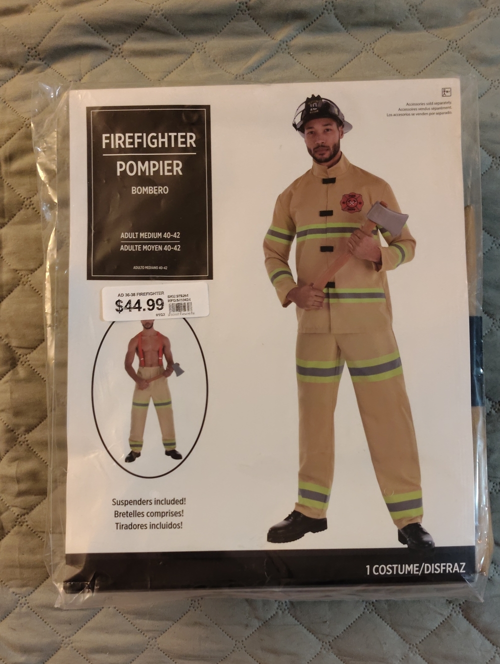 Firefighter Costume in Tan with Reflective Trim